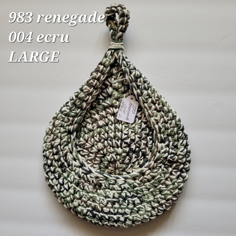 LARGE 983 RENEGADE 004 ECRU HANDMADE CROCHETED  HANGING WALL BASKET